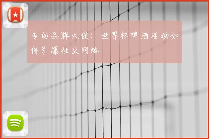 专访品牌大使:世界杯啤酒活动如何引爆社交网络